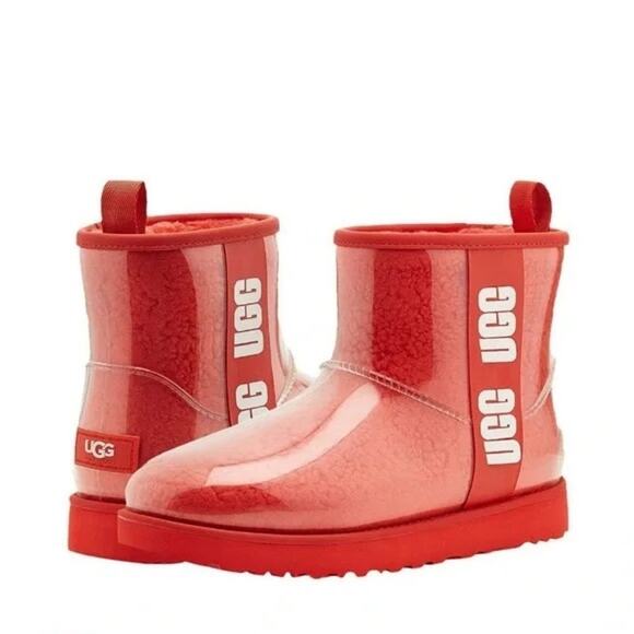 UGG Classic Mini Clear Red NEW $160 Waterproof Red Size W 11 - Picture 1 of 9